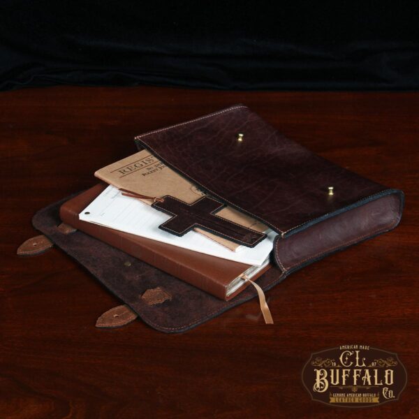 leather cross bookmark, journal, memo pad, and leather bible cover pocket