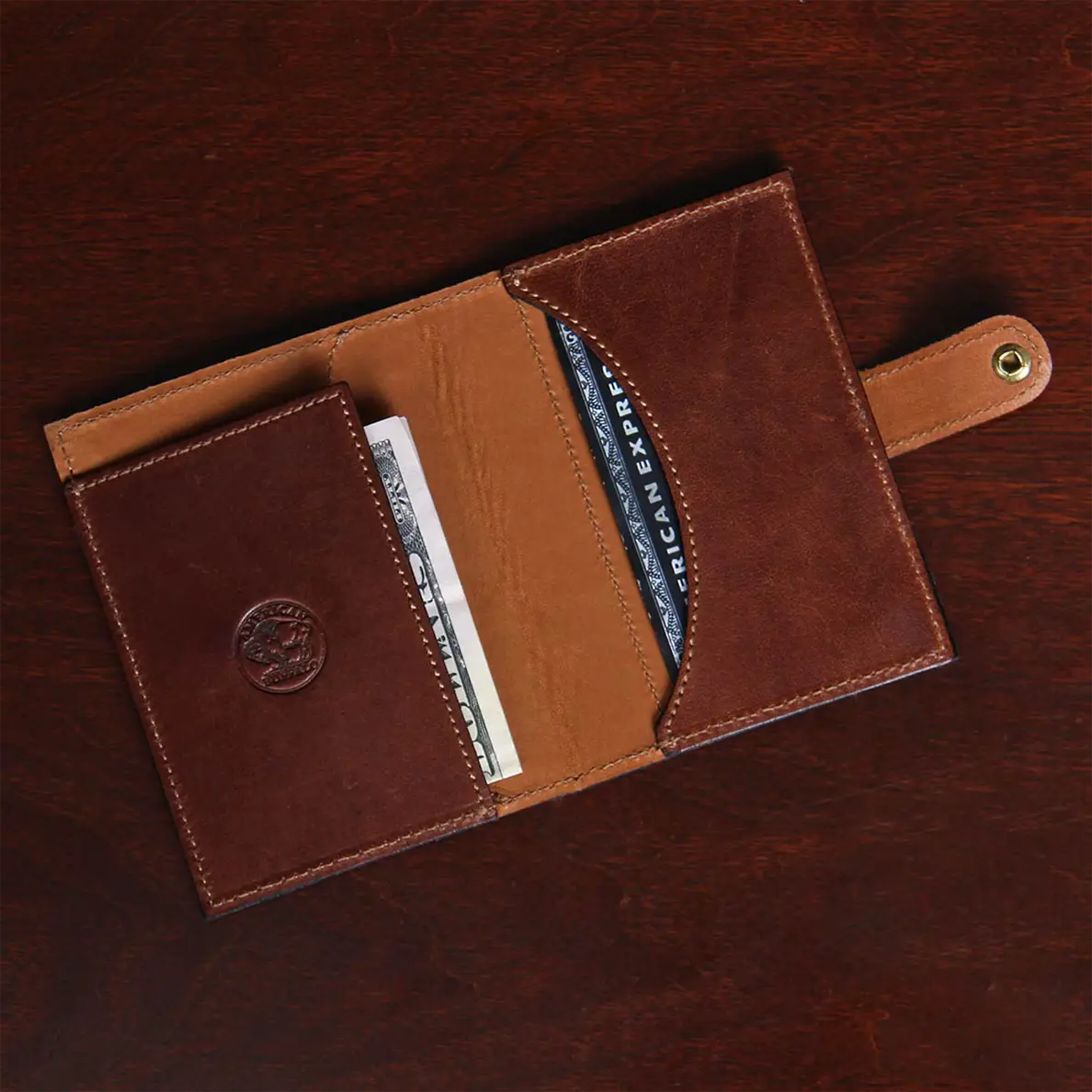 Bison / Buffalo Leather - Passport Cover / Travel Wallet