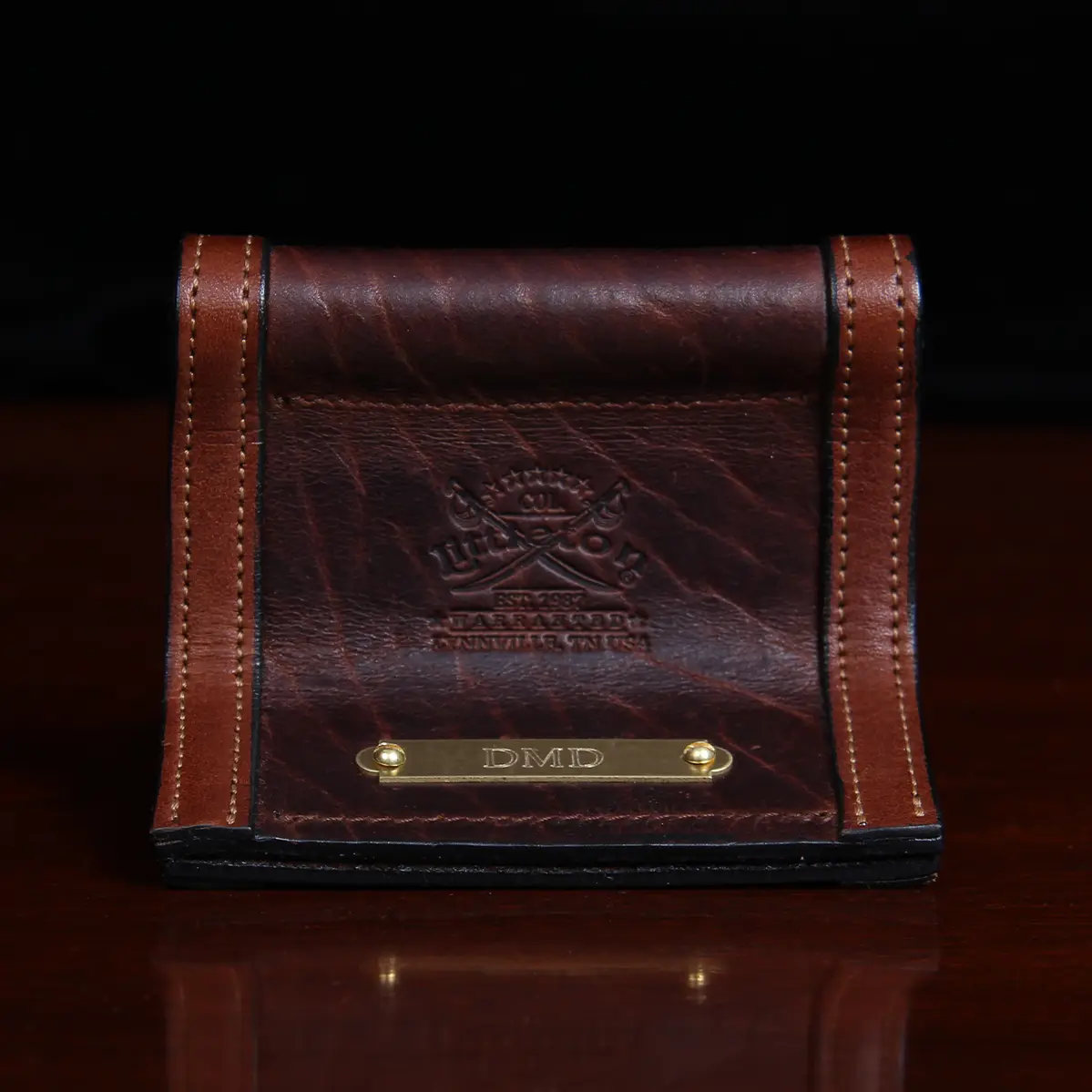 Personalized Leather Vertical Wallet Gift / Brown Leather Card 