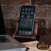 Business Card Holder with phone on desk with laptop