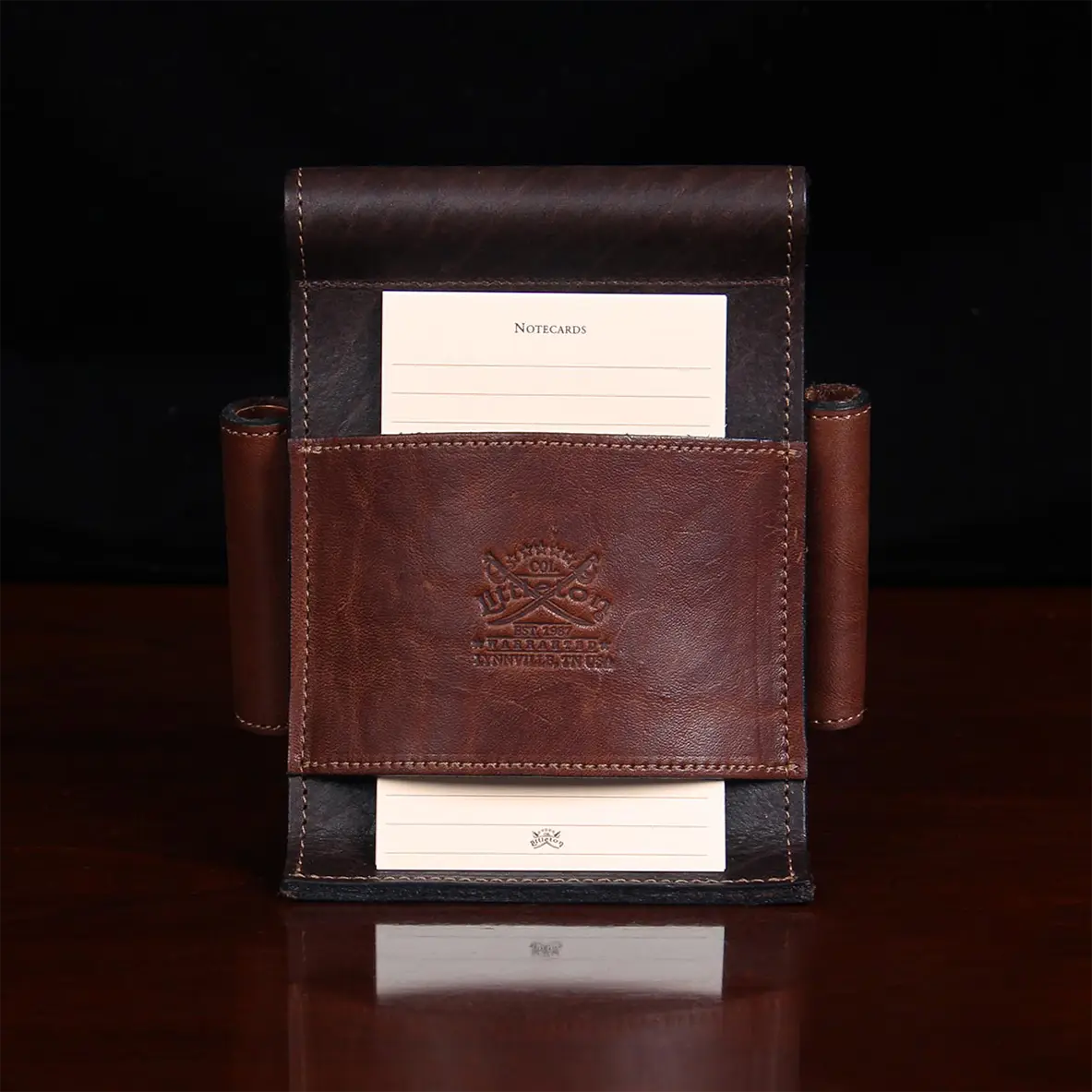 Phone Stand in Tobacco Brown American Buffalo with Note Cards