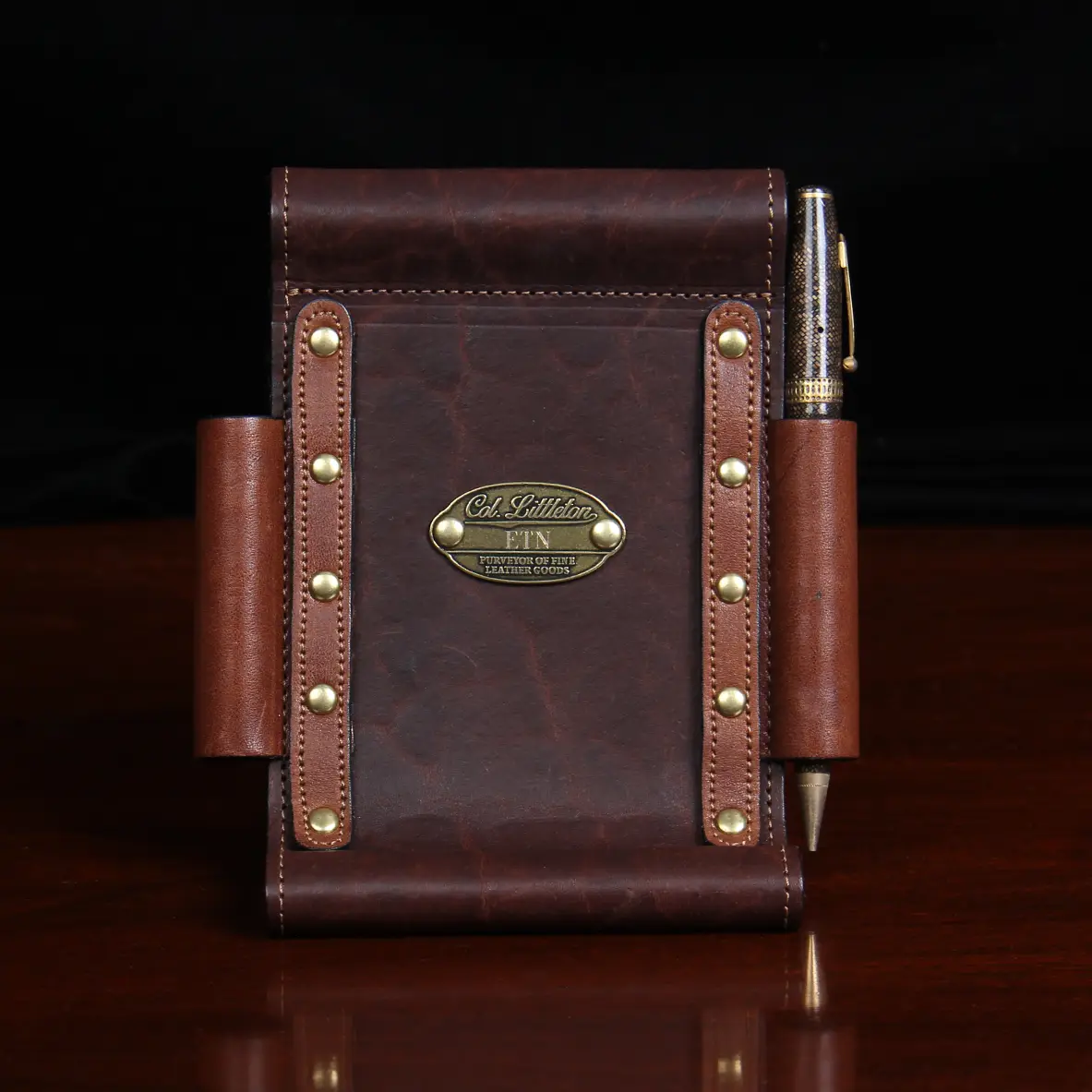 Tobacco Brown American Buffalo Phone Stand Caddy with a pen