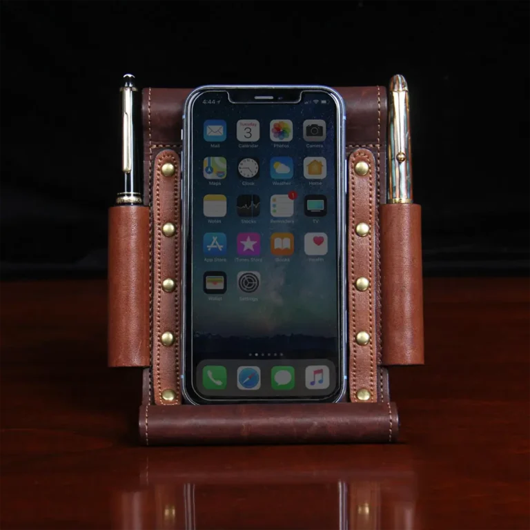 Tobacco Brown American Buffalo Phone Stand Caddy with phone