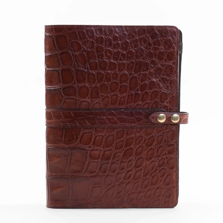 No. 18 Portfolio in Vintage Brown American Alligator - ID 002 - front view