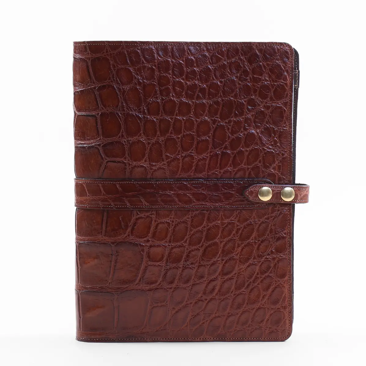 View larger image of No. 18 Portfolio in Vintage Brown American Alligator - ID 002 - front view