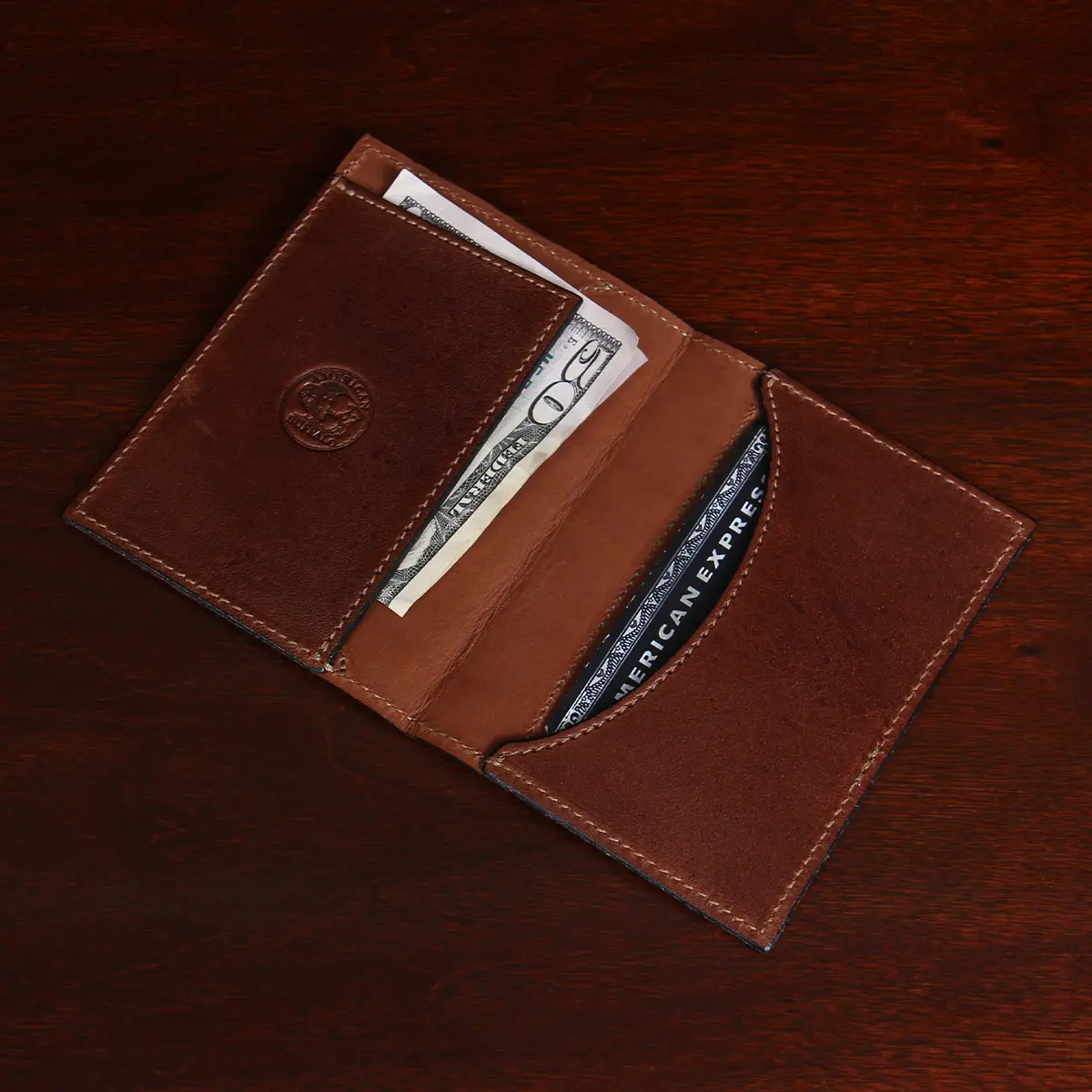 George Men's Genuine American Bison Leather Bifold Wallet with Wing, River  Tan, Ages 16 to 99 