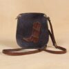Bella Bag Ladies' Crossbody Purse in Tobacco Brown American Buffalo with Vintage Brown Steerhide Strap and American Alligator Boot on front - ID 001 - front view