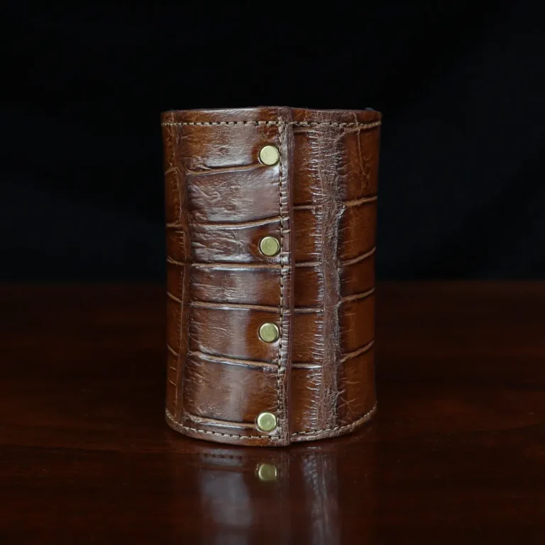 Colonel Can Caddy in brown American Alligator - Single - ID 003 - back view with a black background