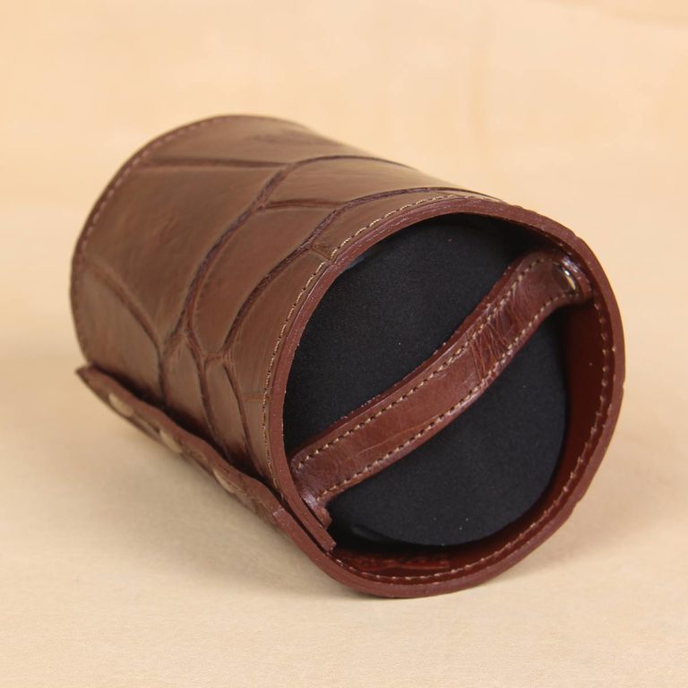 Colonel Can Caddy in brown American Alligator - Single - ID 003 - bottom view showing support strap