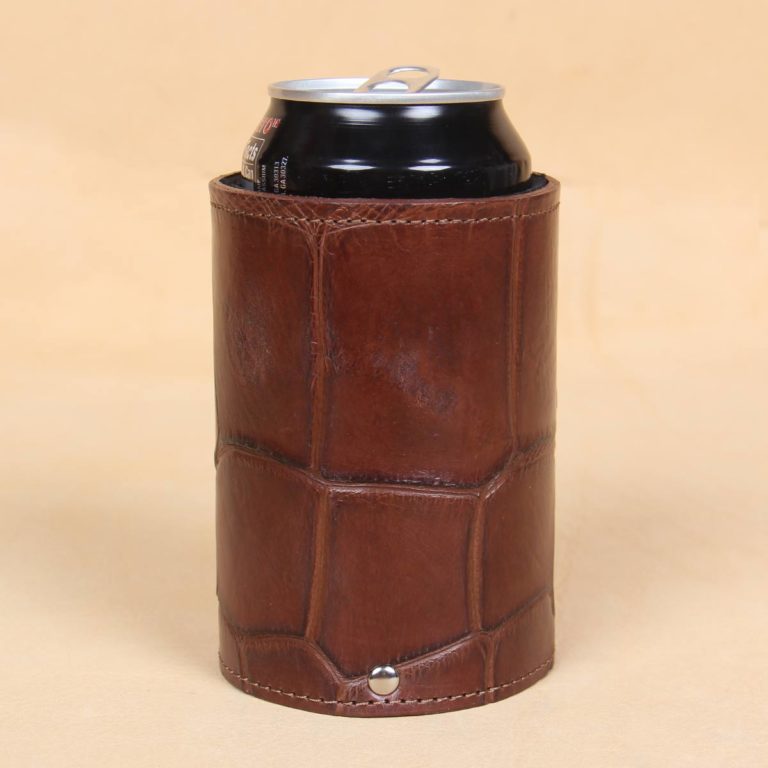 Colonel Can Caddy in brown American Alligator - Single - ID 003 - front view with can