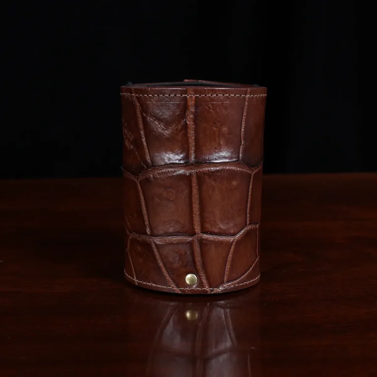Colonel Can Caddy in brown American Alligator - Single - ID 003 - front view with a black background