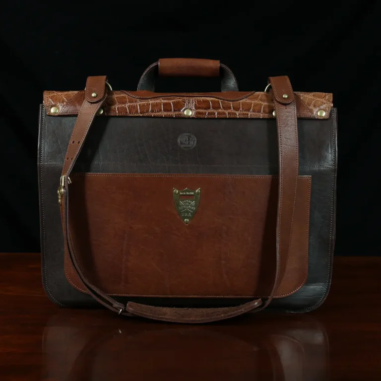 Buffalo with Vintage Brown American Steerhide trim and American Alligator flap - serial number 008 - back view