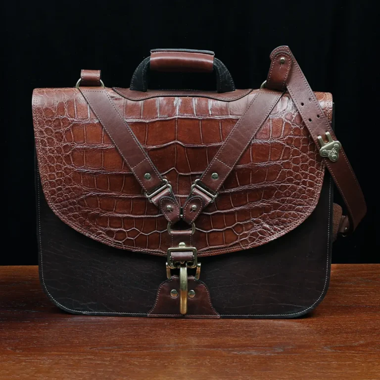 Buffalo with Vintage Brown American Steerhide trim and American Alligator flap - serial number 011 - front view