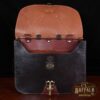 No. 41 Commander Briefcase in Tobacco Brown American Buffalo - Front view with open flap
