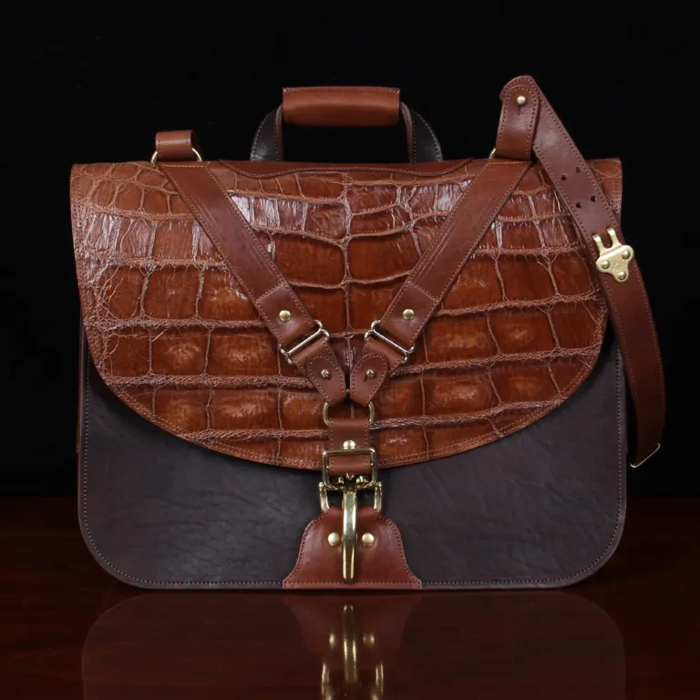 Buffalo with Vintage Brown American Steerhide trim and American Alligator flap - serial number 008 - front view