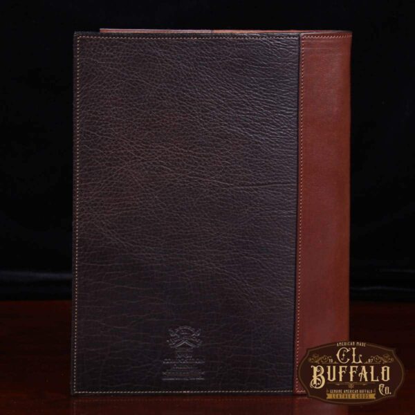 Dark drown buffalo leather composition journal cover - back view