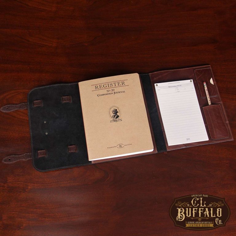 No. 33 Notebook in Tobacco Brown American Buffalo Leather with composition journal and memo pad