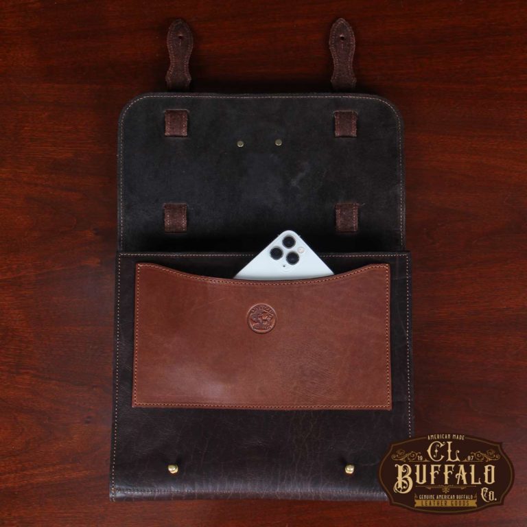 No. 33 Notebook in Tobacco Brown American Buffalo Leather with phone pocket