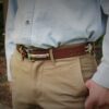 No. 5 Cinch belt in Vintage Brown Steerhide and stainless steel hardware
