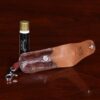 Brown Leather American Alligator Lip Balm Holder - empty open view with lip balm standing upright behind it