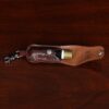 Brown Leather American Alligator Lip Balm Holder - open view with lip balm inside holder