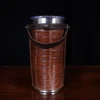 No. 20 Traveler Tumbler Sleeve Set in American Alligator with Tobacco Brown American Buffalo Trim - 20oz stainless steel tumbler - ID 001 - front view on a black background