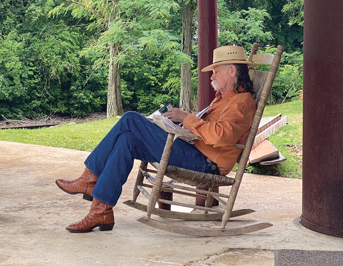 Colonel sitting on porch