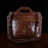 No. 1 Saddlebag Briefcase in Vintage Brown American Alligator - Serial Number 013 - back view