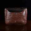 No. 1 Saddlebag Briefcase in Vintage Brown American Alligator - Serial Number 013 - open view