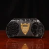 Aviator Eyecase glasses case in black American Alligator - ID 002 - back view