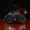 Aviator Eyecase glasses case in black American Alligator - ID 002 - front view with sunglasses