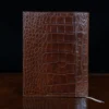 No. 30 Composition Journal in Vintage Brown American Alligator - ID 001 - back view on a black background