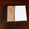 No. 30 Composition Journal in Vintage Brown American Alligator - ID 001 - open view on a wood background