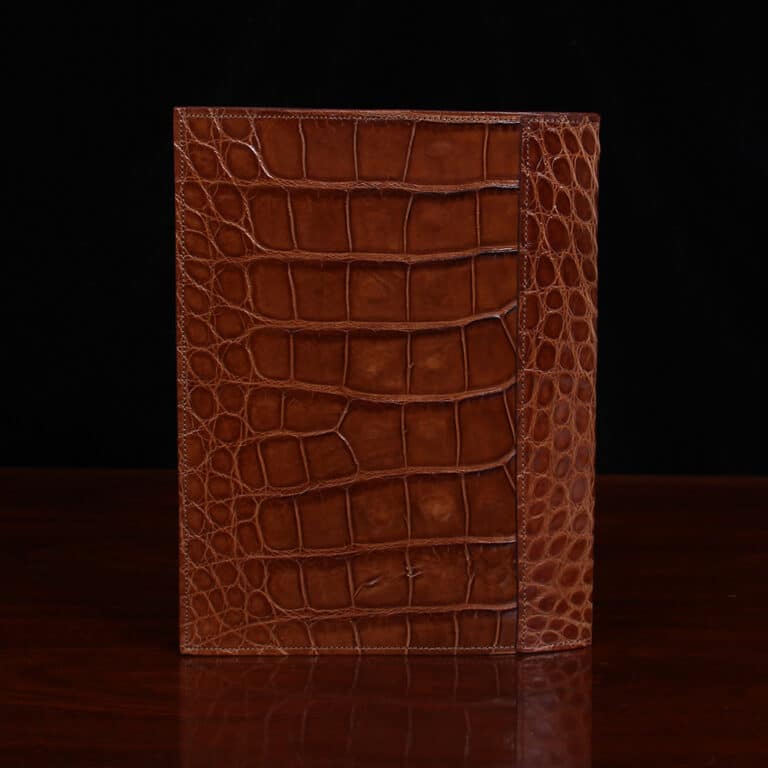No. 30 Composition Journal in brown American Alligator - ID 002 - back view on a black background