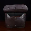 No. 1 Saddlebag Briefcase in dark Tobacco Brown American Buffalo trimmed with Alligator - serial number 004 - front open view