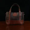 Leather Bentley Tote in dark Tobacco Brown American Buffalo trimmed with American Alligator and Vintage Brown Steerhide - back View on black background