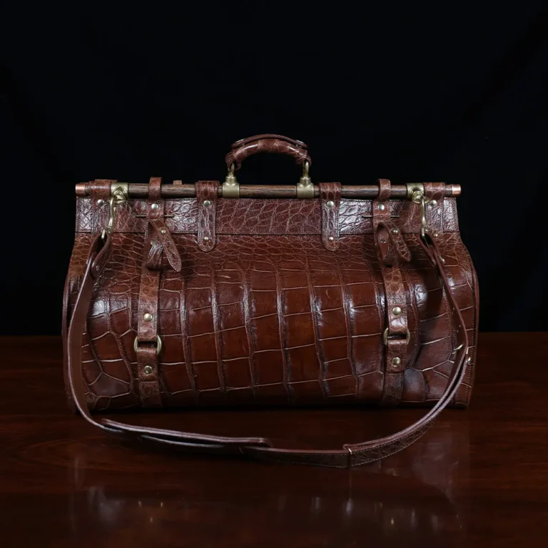 No. 3 Grip Travel Bag in Vintage American Alligator - Serial Number 014 - back view