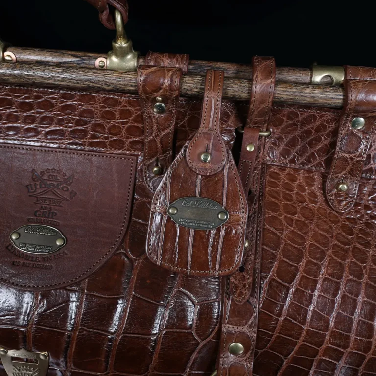 No. 3 Grip Travel Bag in Vintage American Alligator - Serial Number 014 - luggage tag