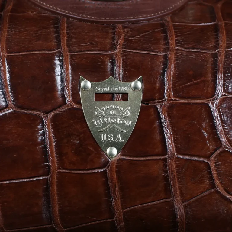 No. 3 Grip Travel Bag in Vintage American Alligator - Serial Number 014 - pommel shield