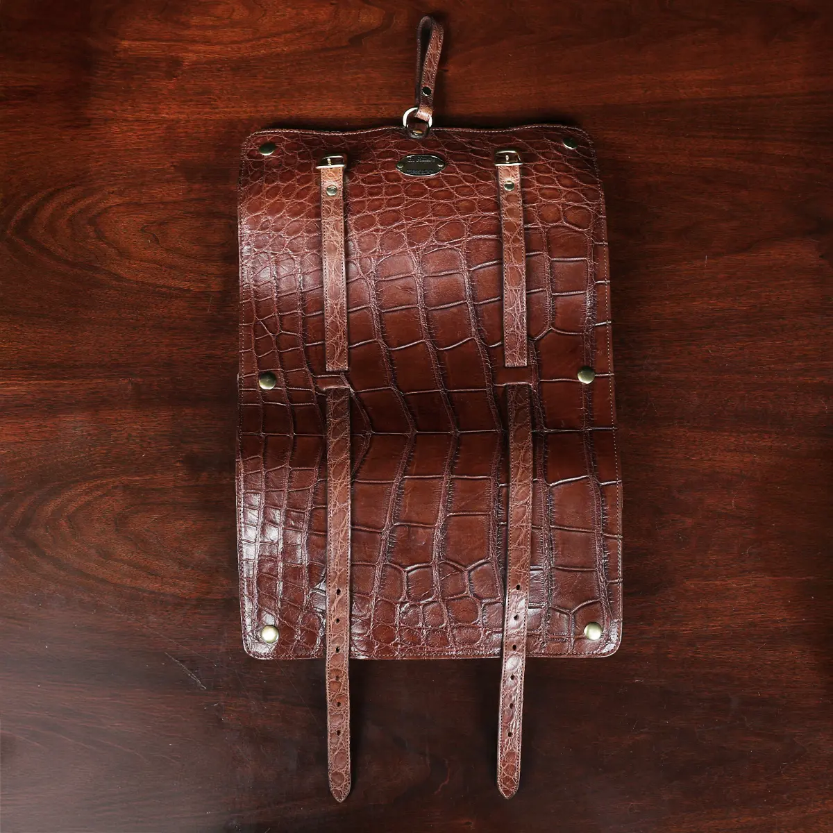 View larger image of CL - No. 2 Shave Dopp Kit in American Alligator with No. 8 Khaki Cotton Canvas Lining - Serial Number 002 - open view