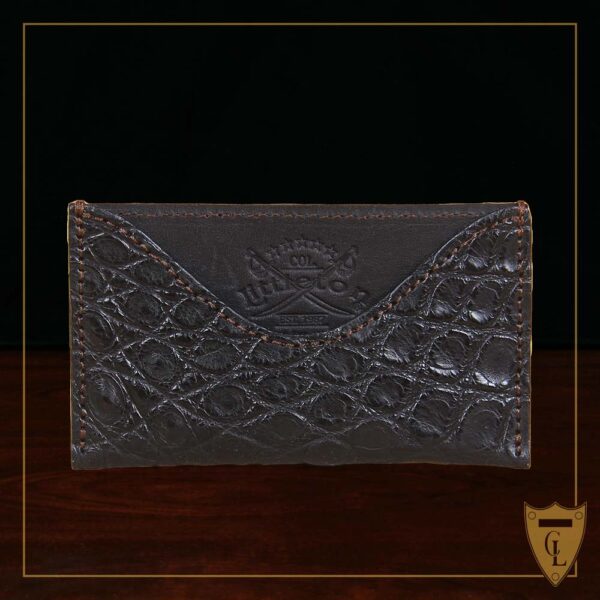 No. 3 Card Wallet in Black American Alligator - ID 005 - front view on black background