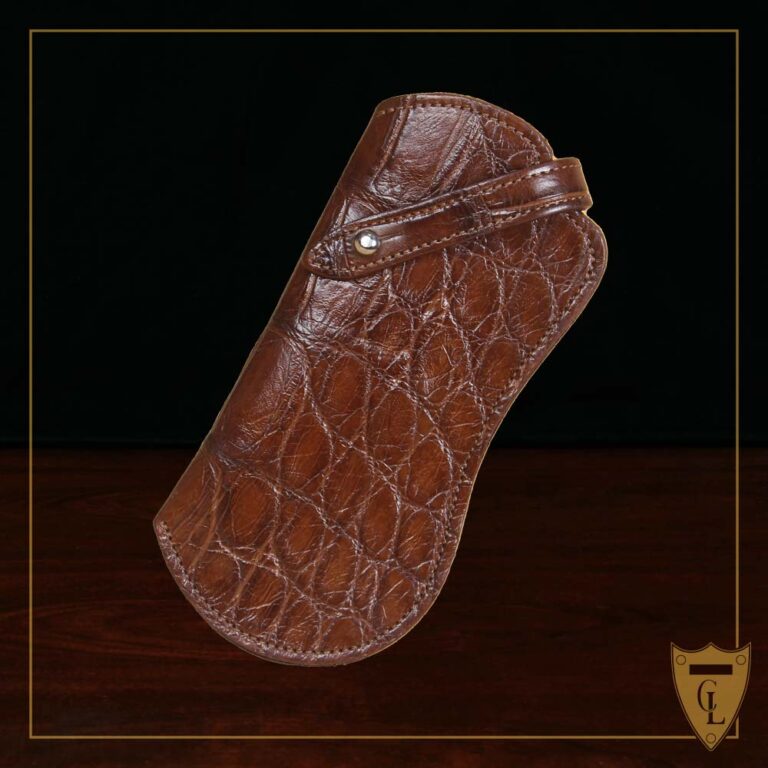 No. 2 Eyecase Glasses Case in Brown American Alligator - ID 001 - front view on black background