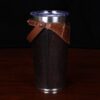 No. 20 Traveler Tumbler Sleeve Set in Tobacco Brown American Buffalo with American Alligator Trim - 20oz stainless steel tumbler - ID 001 - side view
