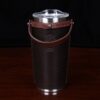 No. 20 Traveler Tumbler Sleeve Set in Tobacco Brown American Buffalo with American Alligator Trim - 20oz stainless steel tumbler - ID 002 - back view