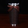 No. 20 Traveler Tumbler Sleeve Set in Tobacco Brown American Buffalo with American Alligator Trim - 20oz stainless steel tumbler - ID 002 - side view
