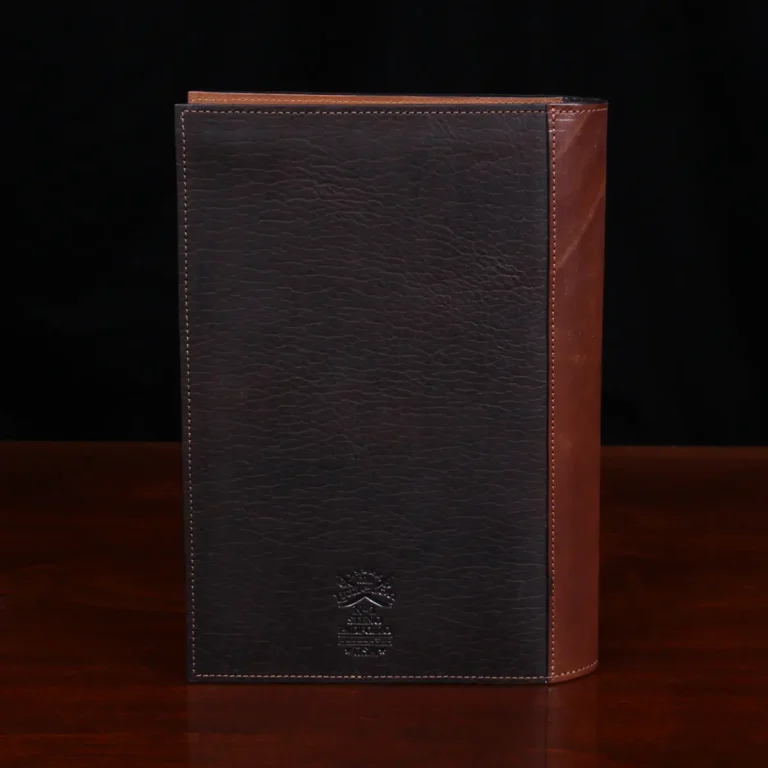 No. 1 Steno Padfolio in Tobacco Brown American Buffalo with Vintage Brown Steerhide Trim - back view