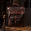 no 9 rover leather backpack in tobacco on bench
