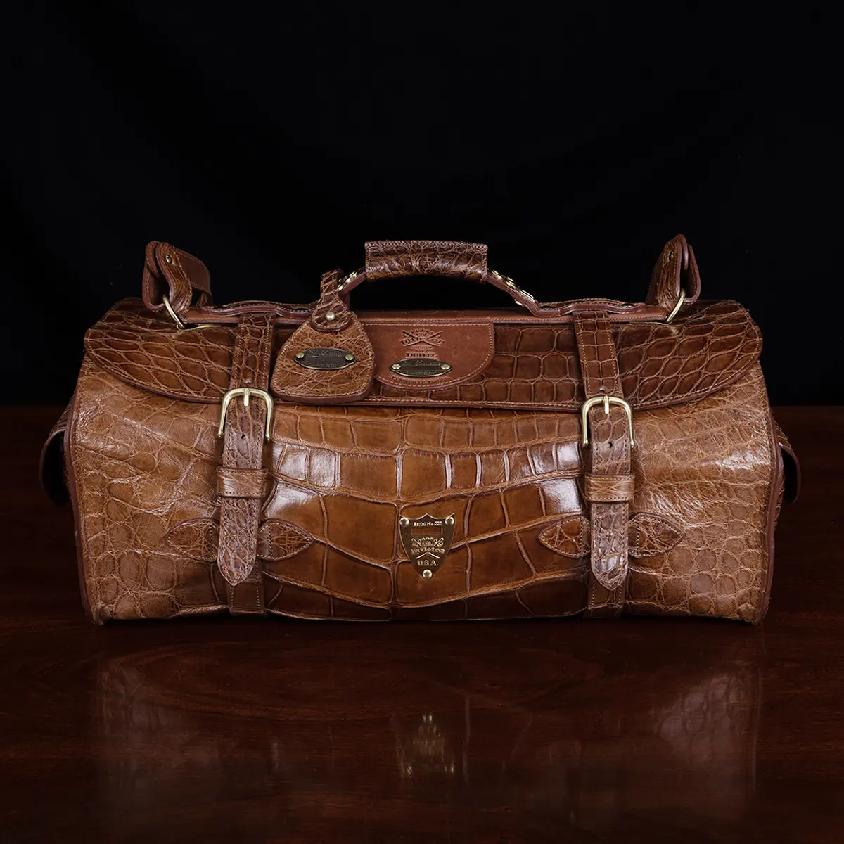 Crocodile Leather Travel Weekender Overnight Duffel Bag