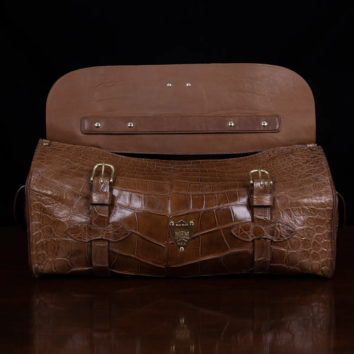 Crocodile Leather Travel Weekender Overnight Duffel Bag