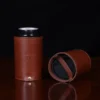 brown leather can caddies with personalized initial stamp